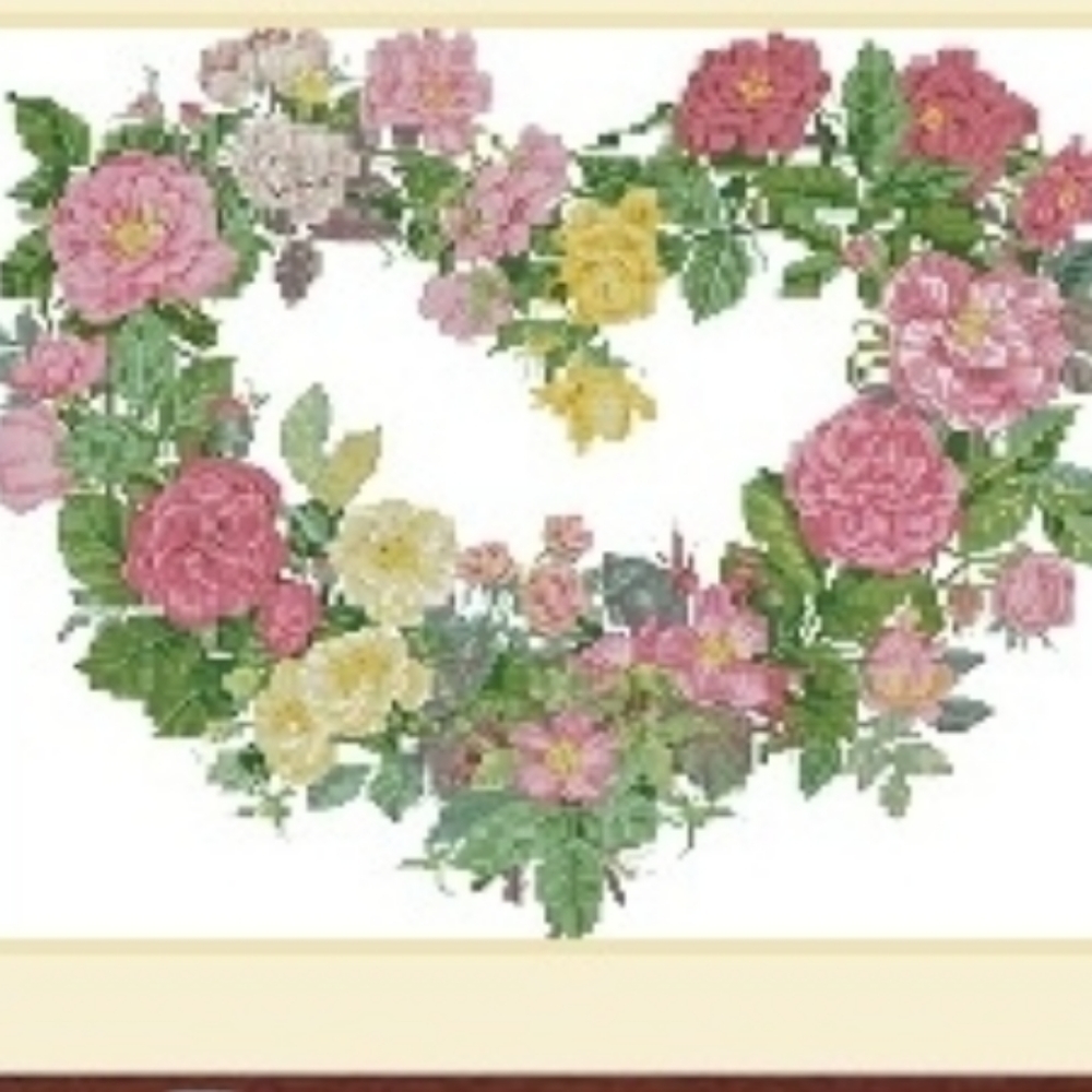 Bucilla Rose Heart Wreath Cross stitch Kit 43515